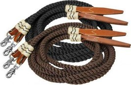 Showman 8ft Rolled Nylon Split Reins with Leather Poppers - £27.63 GBP+