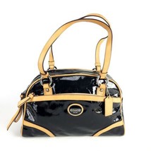 Coach Black Patent Leather Embossed Bag Purse Tan Handles 12.5&quot; x 6&quot; x 7.5&quot;  - £42.71 GBP