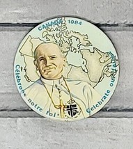 VTG Papal Visit Canada 1984 Pinback Button Pin Pope John Paul II Canadian Map - £2.79 GBP