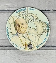 VTG Papal Visit Canada 1984 Pinback Button Pin Pope John Paul II Canadian Map - $3.57