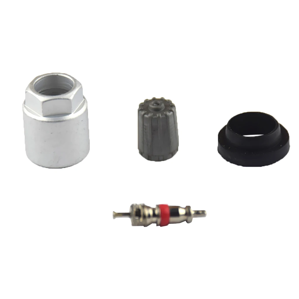 4Pcs TPMS Tire Pressure Sensor Replacement Kit - Valve Core, Nut, Grommet, Cap - £10.68 GBP