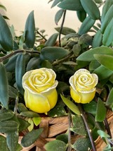 Keren Kopal Pair metal Yellow Rose Hand made Decorated with Austrian Cry... - $39.60