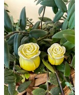 Keren Kopal Pair metal Yellow Rose Hand made Decorated with Austrian Cry... - $39.60