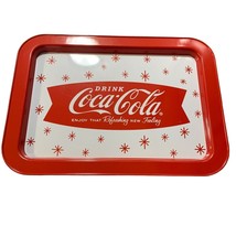 coca cola Coke Large Serving Platter Tray Red 17 in x 12 in Metal Tin - $15.83