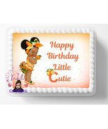 Happy Birthday Little Cutie Afro Baby Themed Edible Image Oranges Birthd... - $17.47