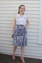 Nautical Dress Sailor Collar White Blue Striped Cotton S 60s - $45.00