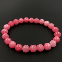 Natural Pink Shaded Jade 8x8 mm Beaded Stretch Adjustable Bracelet SB-124 - £7.57 GBP