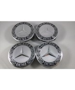 4PC SET Mercedes Benz Wheel Center Caps Emblem CHROME BLACK Hubcaps 75MM... - $19.99