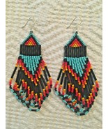 Black, Turquoise, multi,3-D Native American Inspired Handmade Seed Bead ... - £22.31 GBP