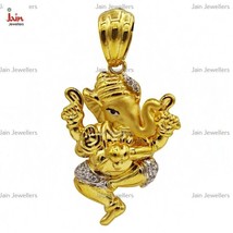 22 Kt Hallmark Real Solid Yellow Gold CZ Lord Ganesha Necklace Pendant 6-10 Gms - £1,038.26 GBP