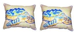 Pair Of Betsy Drake Loggerhead Turtle Large Indoor Outdoor Pillows 16 X 20 - £71.65 GBP
