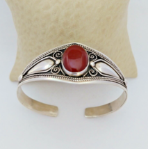 Moroccan Bracelet Silver Agate Cuff Vintage Berber Tribal Ethnic Jewelry... - £55.14 GBP