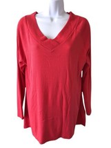 Soft Surroundings Sweater Pullover Stretch Ribbed Warmer Knit Coral Pink... - $21.23