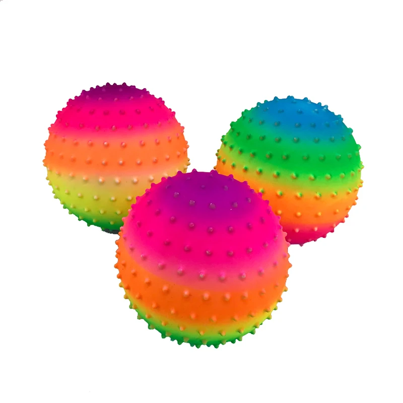 6 Inch PVC Spiky Massage Rainbow Ball Children&#39;s Inflatable Toy Rubber Ball - £7.53 GBP