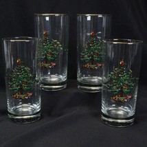 Spode Christmas Tree Glasses Tumblers 6 1/4&quot; Lot of 4 Xmas - $19.59