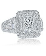 2.64 Carat Princess Cut Diamond Trapezoid Side Engagement Ring 18k White... - $13,105.84 CAD