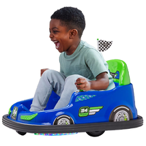 Kid Trax 6V Bumper Car Ride-On Toy, Blue, 360° Spin with LED Lights, Sof... - $71.05