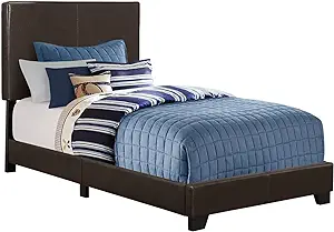 , Bed, Leather-Look, Dark Brown, Twin - $282.99