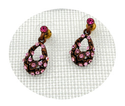 Charming retro Lt Rose Swarovski elements crystal oval drop pierced earrings - $9,999.00