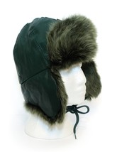 Gravel Green Women&#39;s Winter Fur Leather Shapka Trapper Russian Aviator C... - $74.25