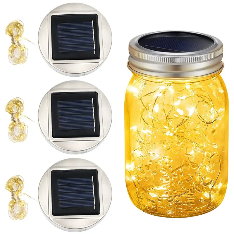 Solar Mason Jar Lid Light 30 Leds Fairy String Lights Garden Hanging Lantern Wat - £44.16 GBP