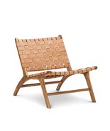Wood chair And Braided Leather from Morocco, Armchair In Wood And Woven ... - $614.10 CAD