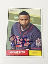 Denard Span Minnesota Twins 2010 Topps Heritage Autograph Card #186 READ DESCRIP - £6.22 GBP