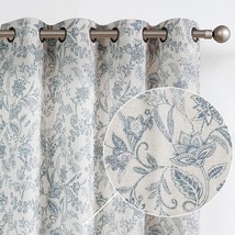 Lazzzy Linen Farmhouse Curtains For Living Room 84 Inch Length Floral Print - £37.01 GBP