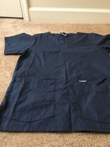  1pc Landau Adult Navy Blue Uniform Scrub Top w/Pockets Nurse Medical Si... - $29.10