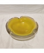 Mid-Century Modern Hand Blown Murano Chartreuse and Opalescent Glass Bowl - £290.90 GBP