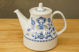 Mid Century Modern MCM Vintage Teapot Figgjo Flint Norway Lotte Blue Flowers - £82.82 GBP