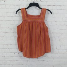 Universal Thread Top Womens Medium Orange Striped Sleeveless Square Neck Cotton - £12.78 GBP