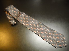 Joseph Abboud Neck Tie Design No 71242 Black Greys Italian Leaves of Browns Gold - £10.26 GBP