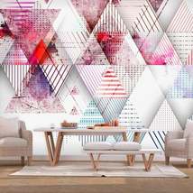 Tiptophomedecor Peel and Stick Wallpaper Wall Mural - Abstract Geometric Triangl - £47.84 GBP+