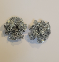Vintage Aluminum Paper Clip Link Cluster Clip on Earrings 1950&#39;s - £30.49 GBP
