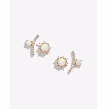 Geometric cute earring paved white cz fire opal GEM elegance multi piercing seco - £12.75 GBP