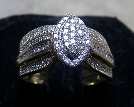 10k Gold 101 Diamond Engagement Ring Sz 6.75 Women Matching Bridal Band ... - $599.99