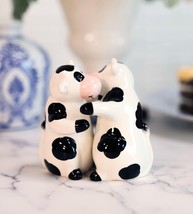 Ceramic Bovine Love Holstein Cows Couple Dancing Salt And Pepper Shakers... - $16.99
