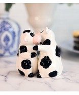 Ceramic Bovine Love Holstein Cows Couple Dancing Salt And Pepper Shakers... - $23.13 CAD