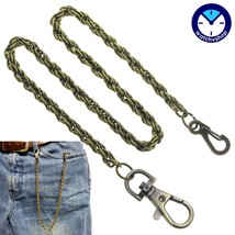 Pocket Watch Chain Albert Chain Bronze Rope Chain with Swivel Lobster Clasp FC77 - £14.17 GBP