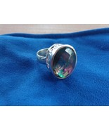 Large 925 Sterling Silver Multi-colored Faceted Stone Size 9 Free Shipping - $70.20 CAD