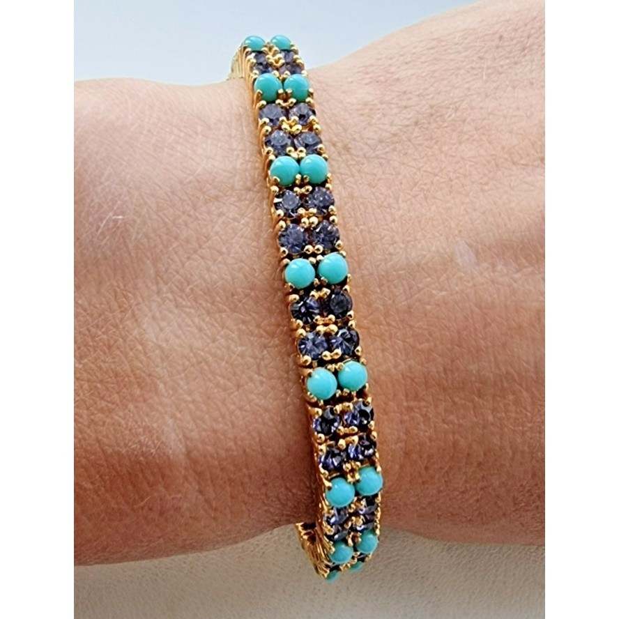 Joan Rivers 925 Sterling Silver Gold Plated Amethyst And Turquoise Bracelet At Item image 5