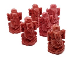 Ganesh Statue Red Coral Lord Ganesha Mini Elephant Statue Car Office Table Altar - £15.05 GBP