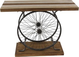 Deco 79 Industrial Wood And Metal Wheel Console Table, 39&quot; X 25&quot; X, Brown/Black - $181.11