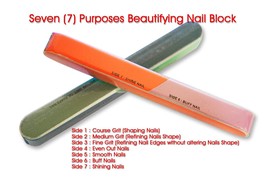 Professional 7-Functions Nail Block Course+Fine+Shape+Smooth+EvenOut+Buff+Shine  - £2.94 GBP