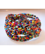 Bracelet Bangle Braided Multi Color Beads Beaded Cuff - $9.59 CAD