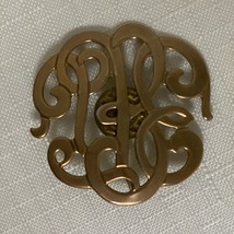 Metal Pin Brooch Swirl Pattern Letters Art to Wear Lapel - £33.23 GBP