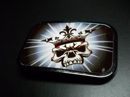 Buckle Down Belt Buckle Skull with Crown of Reds White and Gold - £11.18 GBP