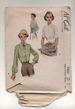 Vintage McCalls 1940s Ladies Misses Blouse Sewing Pattern Size 12 Bust 30  - £7.97 GBP