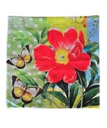 Handcrafted ~ ORANGE Flower w/Butterfly Print ~ 17.5&quot; x 17.5&quot; ~ Pillow C... - $38.36 CAD